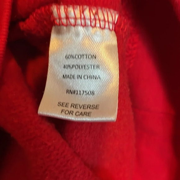 Ugly Xmas XXXL sweatshirt. Red soft string lights snowflakes crew neck banded - Picture 4 of 9